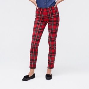 Red Tartan Plaid J. Crew Skinny Pants